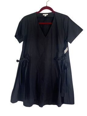 Neutral Tie Waist Dress Black PM Preppy Classic Chic Minimalist  Euro Staple